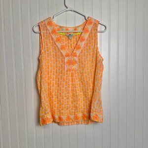 Vineyard Vines orange pineapple print sleeveless top size small L31